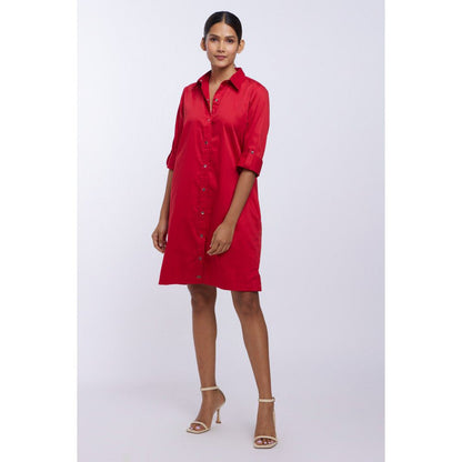 Pallavi Swadi Red Solid Shirt Dress