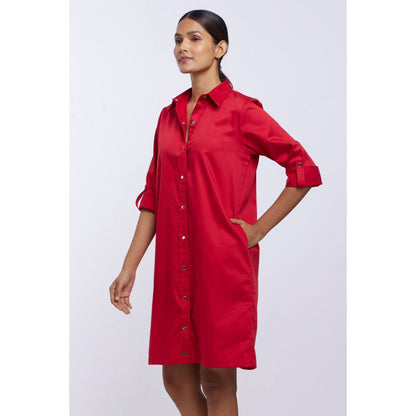 Pallavi Swadi Red Solid Shirt Dress
