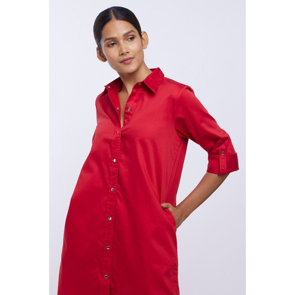 Pallavi Swadi Red Solid Shirt Dress