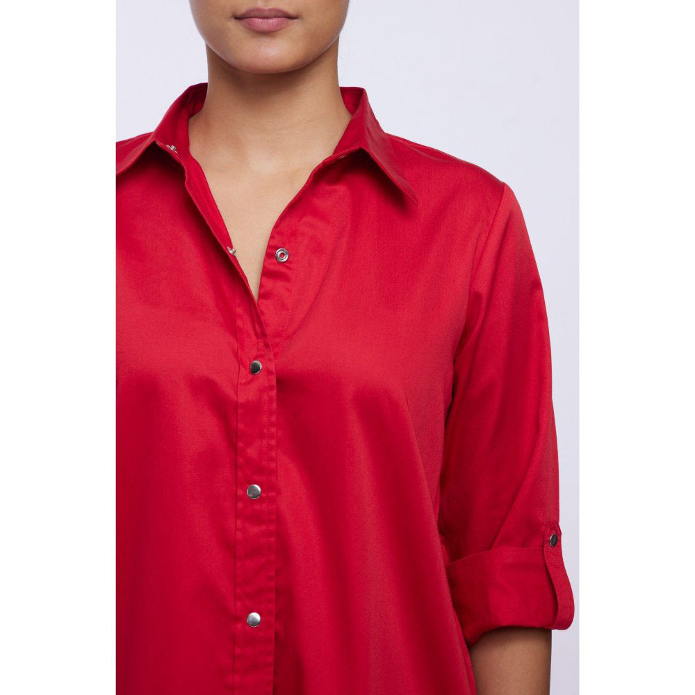 Pallavi Swadi Red Solid Shirt Dress