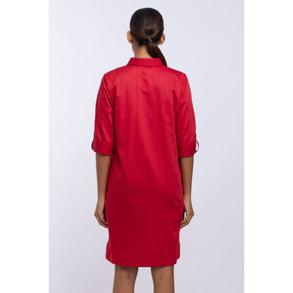 Pallavi Swadi Red Solid Shirt Dress