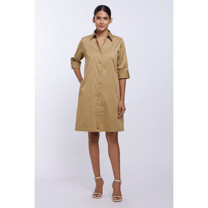 Pallavi Swadi Beige Solid Shirt Dress