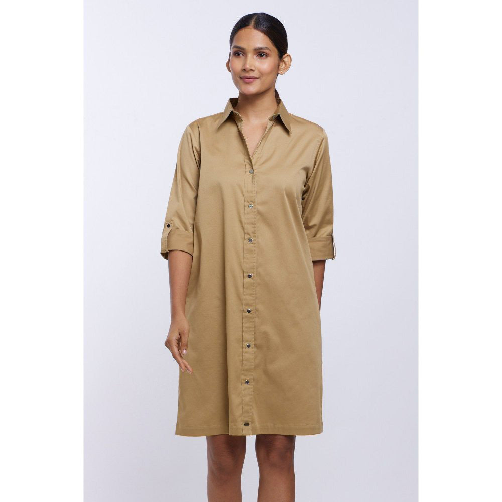 Pallavi Swadi Beige Solid Shirt Dress