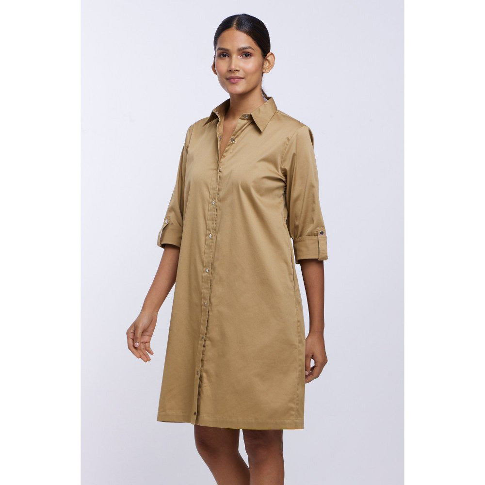 Pallavi Swadi Beige Solid Shirt Dress