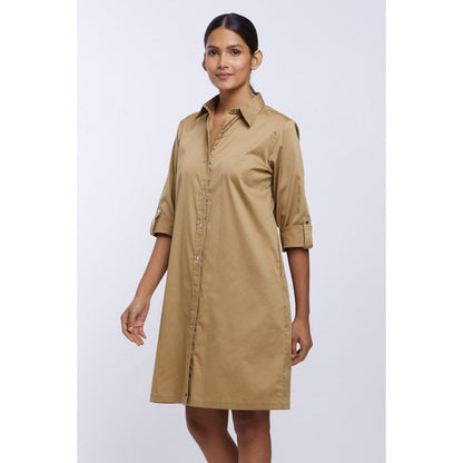 Pallavi Swadi Beige Solid Shirt Dress