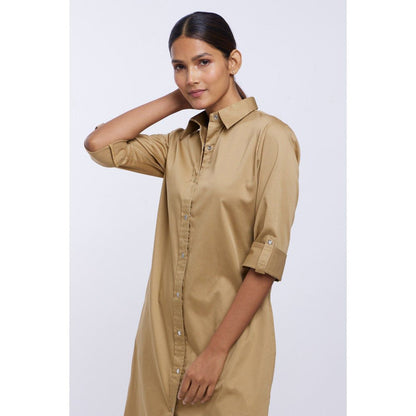 Pallavi Swadi Beige Solid Shirt Dress