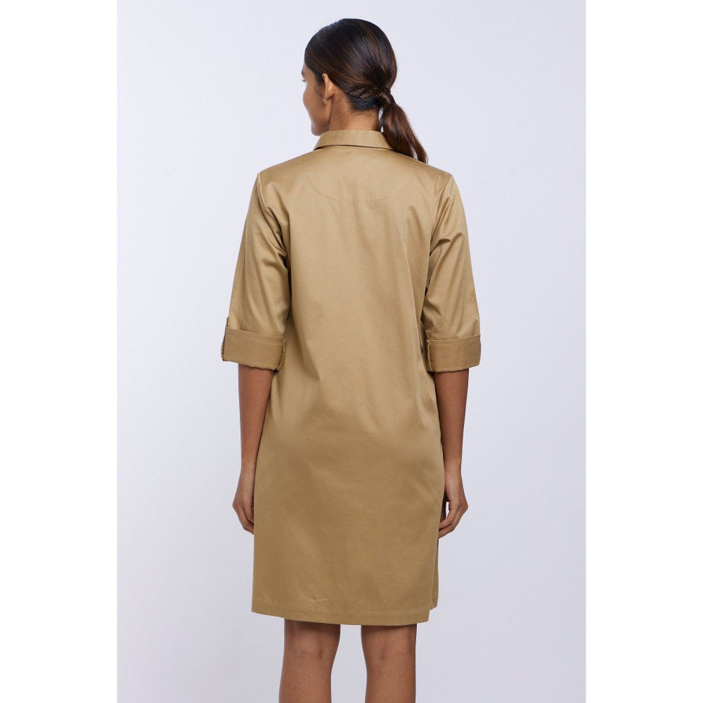 Pallavi Swadi Beige Solid Shirt Dress