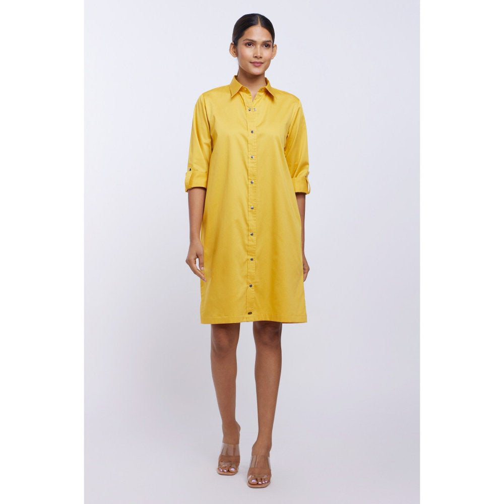 Pallavi Swadi Canary Yellow Solid Shirt Dress