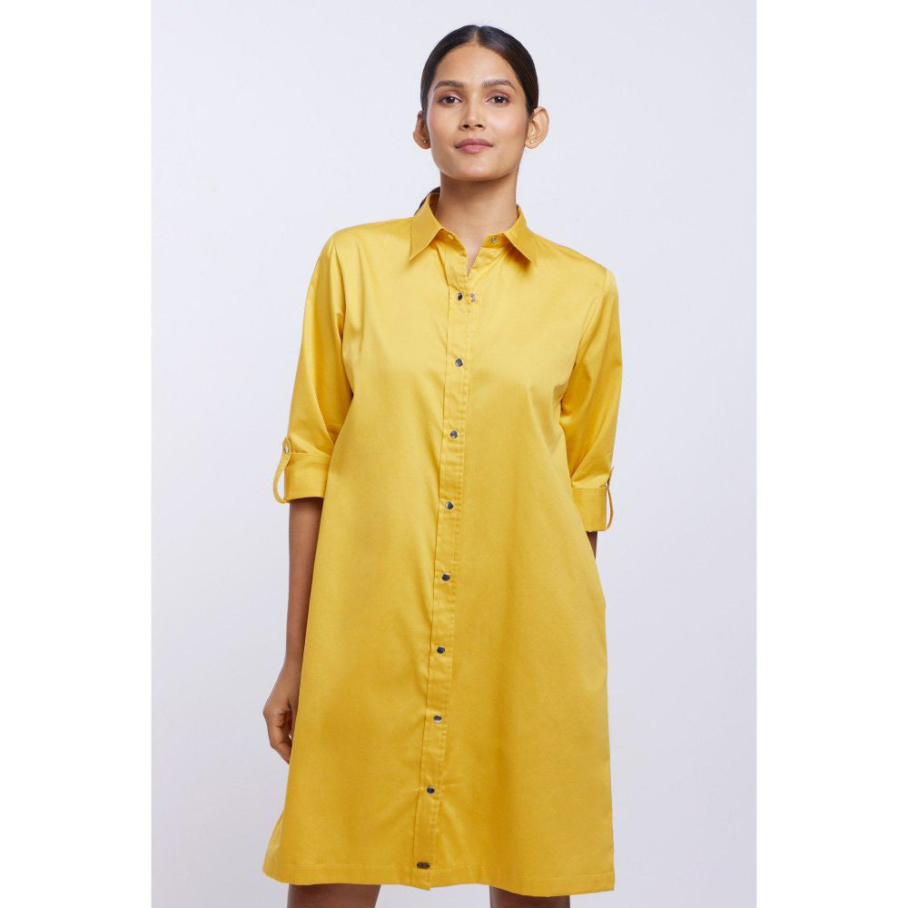 Pallavi Swadi Canary Yellow Solid Shirt Dress