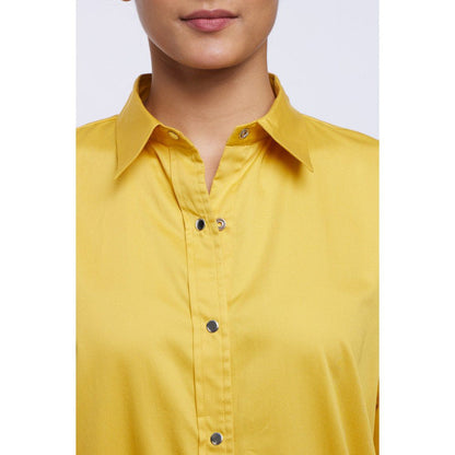 Pallavi Swadi Canary Yellow Solid Shirt Dress