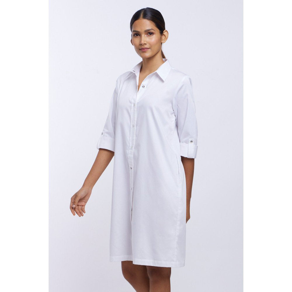 Pallavi Swadi White Solid Shirt Dress