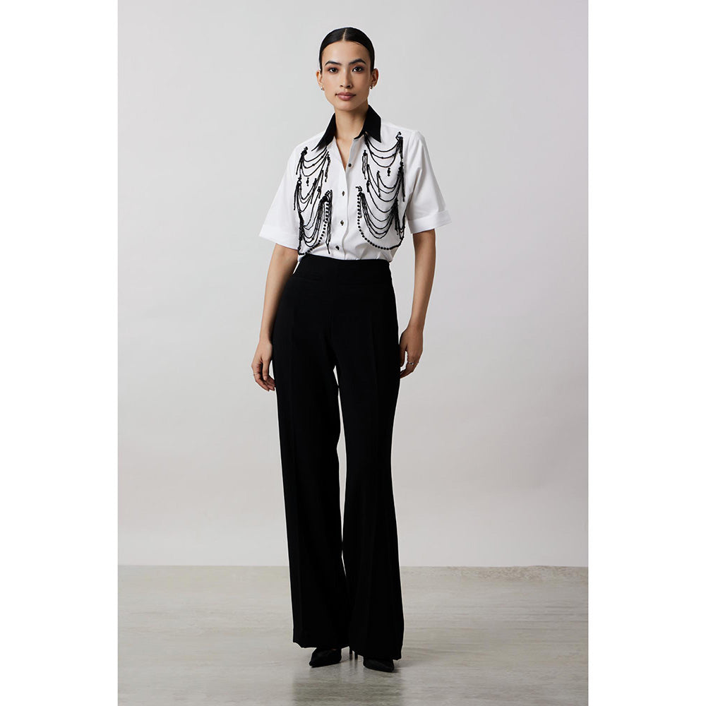 Pallavi Swadi White Fringe Pannel Shirt