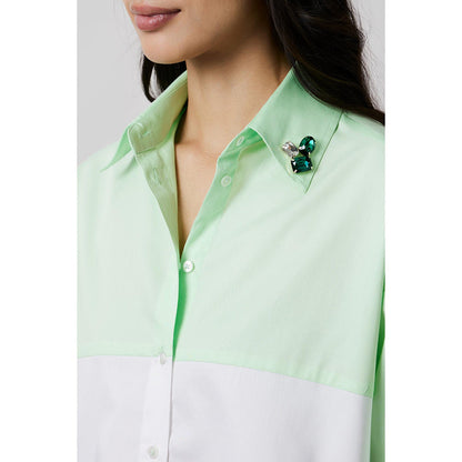 Pallavi Swadi Lime Green Block Shirt with Swarovski Collar