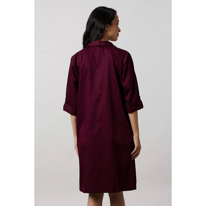 Pallavi Swadi Purple Collar Pocket Swarovski Shirt Dress