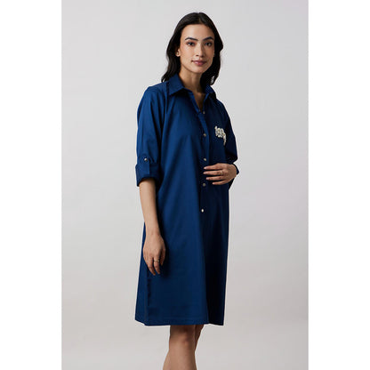Pallavi Swadi Teal Pocket Swarovski Shirt Dress