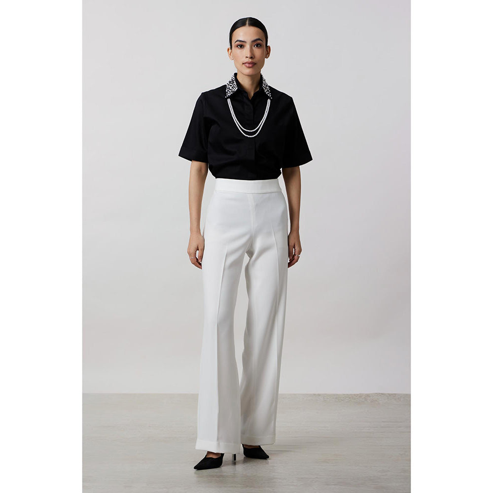 Pallavi Swadi Black Audrey Pearl Necklace Shirt