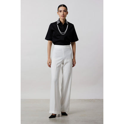 Pallavi Swadi Black Audrey Pearl Necklace Shirt
