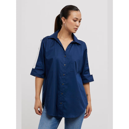 Pallavi Swadi Midnight Blue White Ribbon Shirt