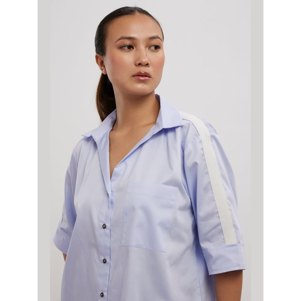 Pallavi Swadi Sky Blue White Ribbon Shirt
