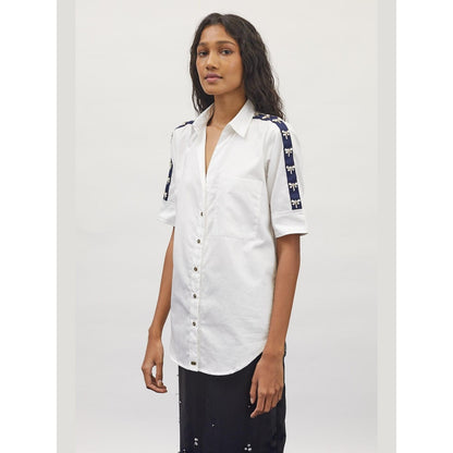 Pallavi Swadi White Dragonfly Swarovski Shirt