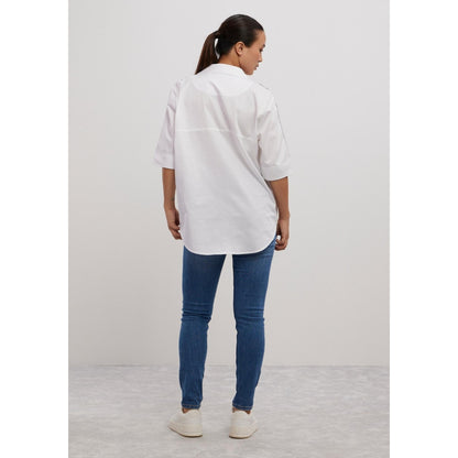 Pallavi Swadi White Navy Ribbon Shirt