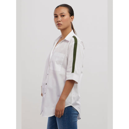 Pallavi Swadi White Olive Ribbon Shirt
