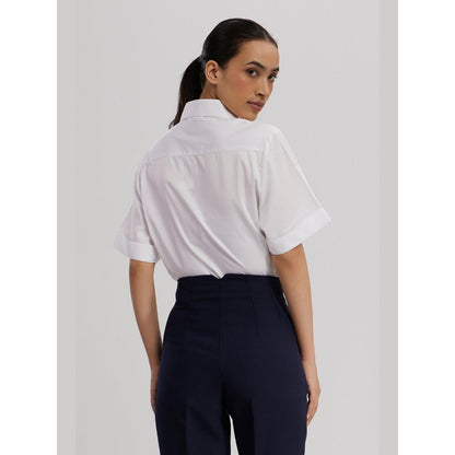 Pallavi Swadi White Swarovski Flower Strip Shirt