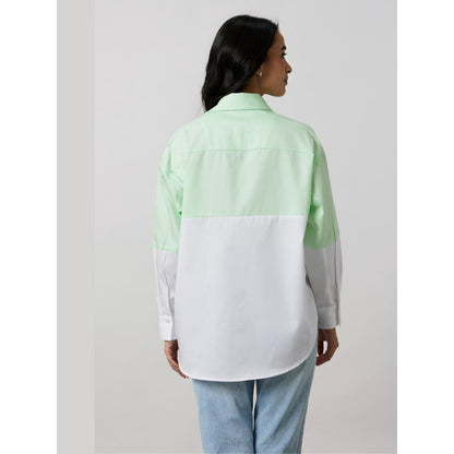 Pallavi Swadi Lime Block Shirt with Swarovski Collar
