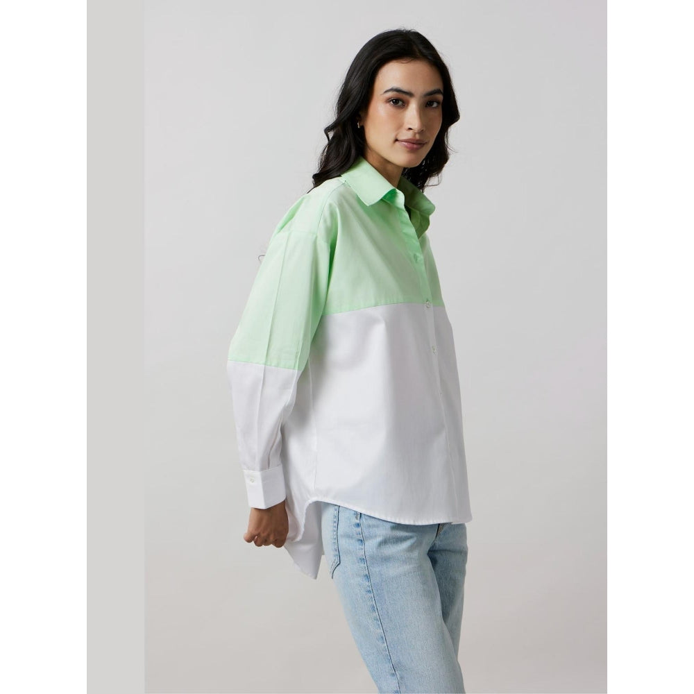 Pallavi Swadi Lime Block Shirt with Swarovski Collar