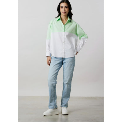Pallavi Swadi Lime Block Shirt with Swarovski Collar