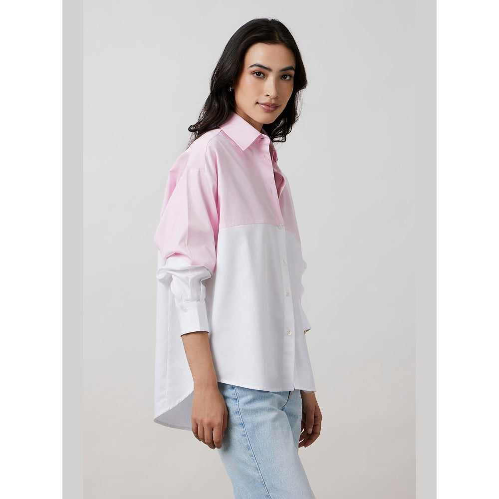 Pallavi Swadi Pastel Pink Block Shirt with Swarovski Collar