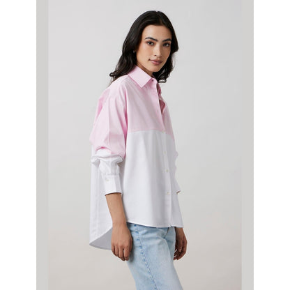 Pallavi Swadi Pastel Pink Block Shirt with Swarovski Collar
