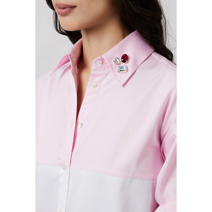 Pallavi Swadi Pastel Pink Block Shirt with Swarovski Collar