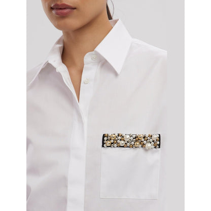 Pallavi Swadi White Pearl Pocket Strip Shirt