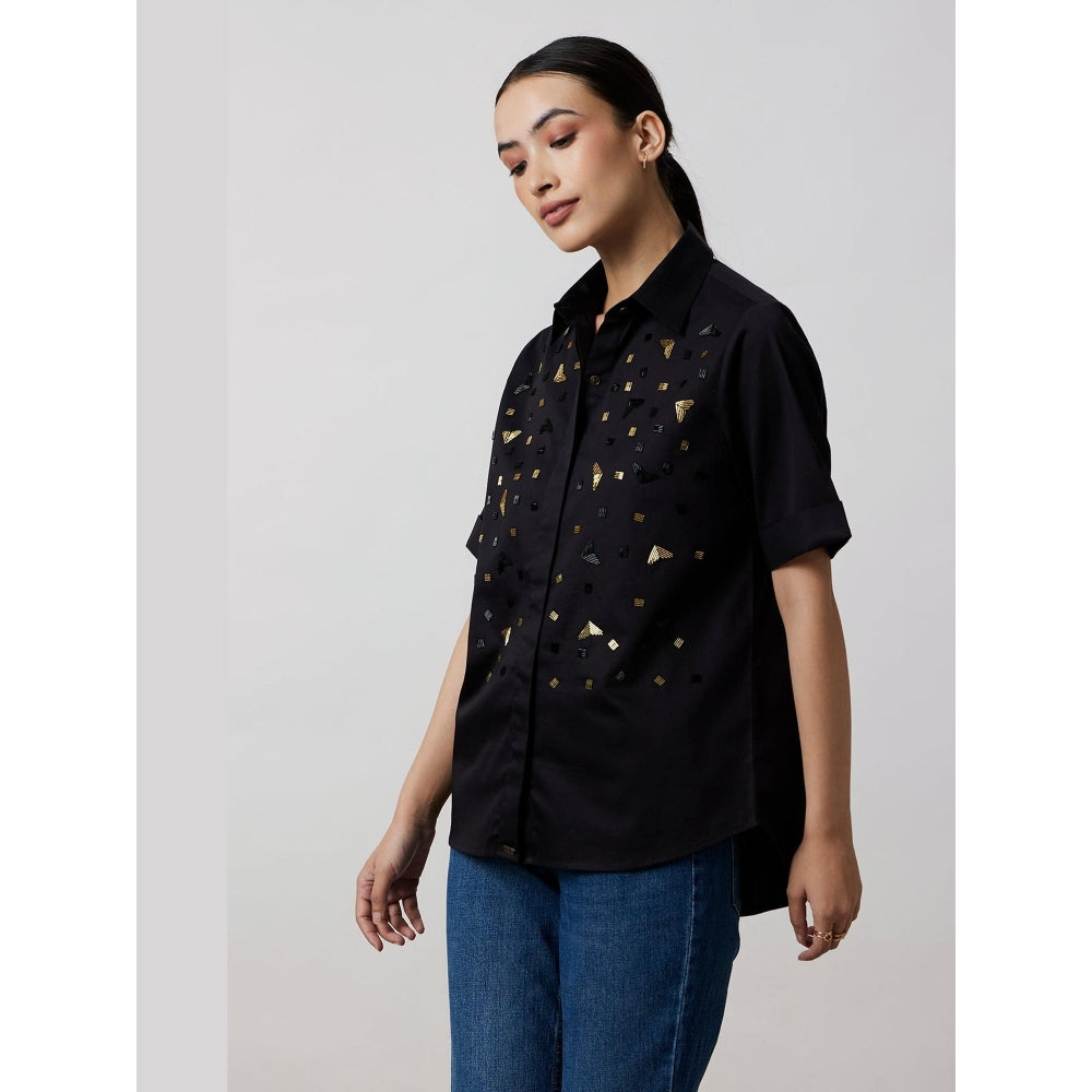 Pallavi Swadi Black Metallic Embroidered Shirt