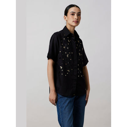 Pallavi Swadi Black Metallic Embroidered Shirt
