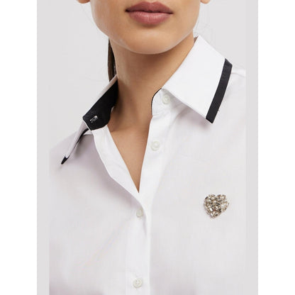 Pallavi Swadi White Tuxedo Small Swarovski Heart Shirt