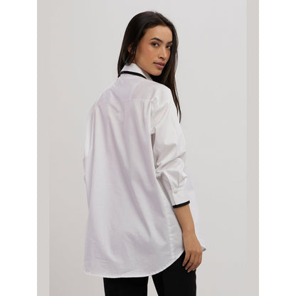 Pallavi Swadi White Tuxedo Big Swarovski Heart Shirt