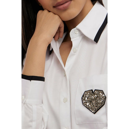 Pallavi Swadi White Tuxedo Big Swarovski Heart Shirt