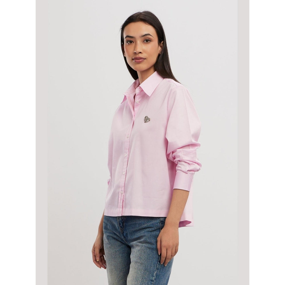 Pallavi Swadi Pink Pastel Swarovski Heart Crop Shirt