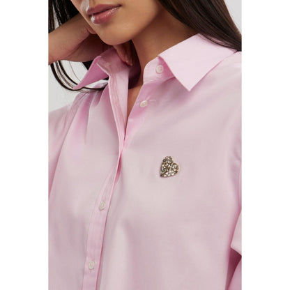 Pallavi Swadi Pink Pastel Swarovski Heart Crop Shirt