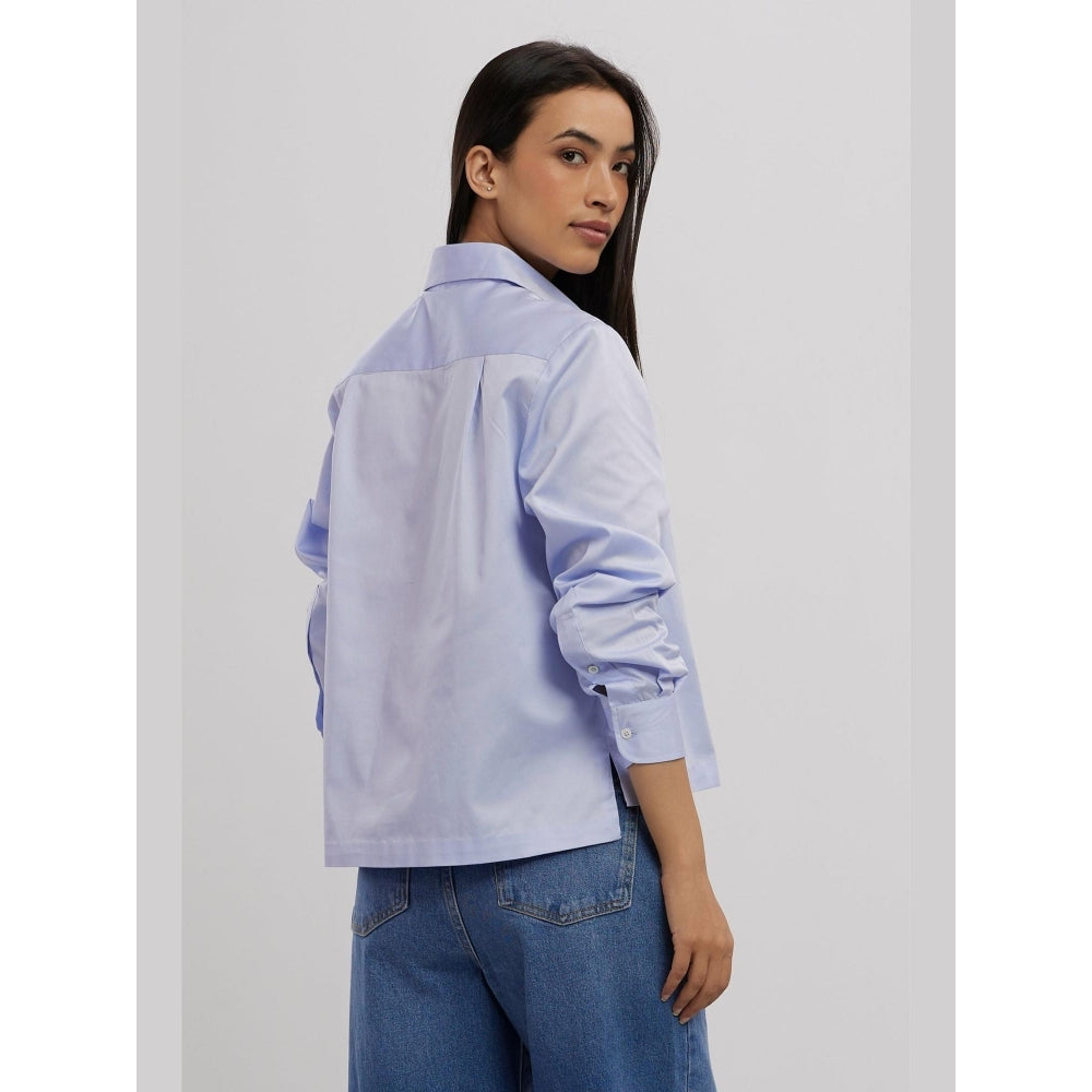 Pallavi Swadi Sky Blue Swarovski Heart Crop Shirt