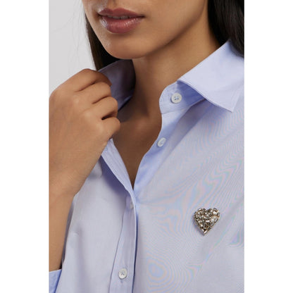 Pallavi Swadi Sky Blue Swarovski Heart Crop Shirt