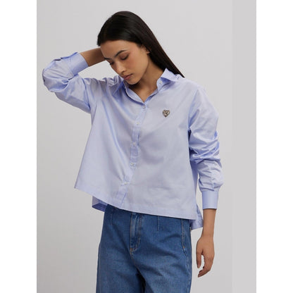 Pallavi Swadi Sky Blue Swarovski Heart Crop Shirt