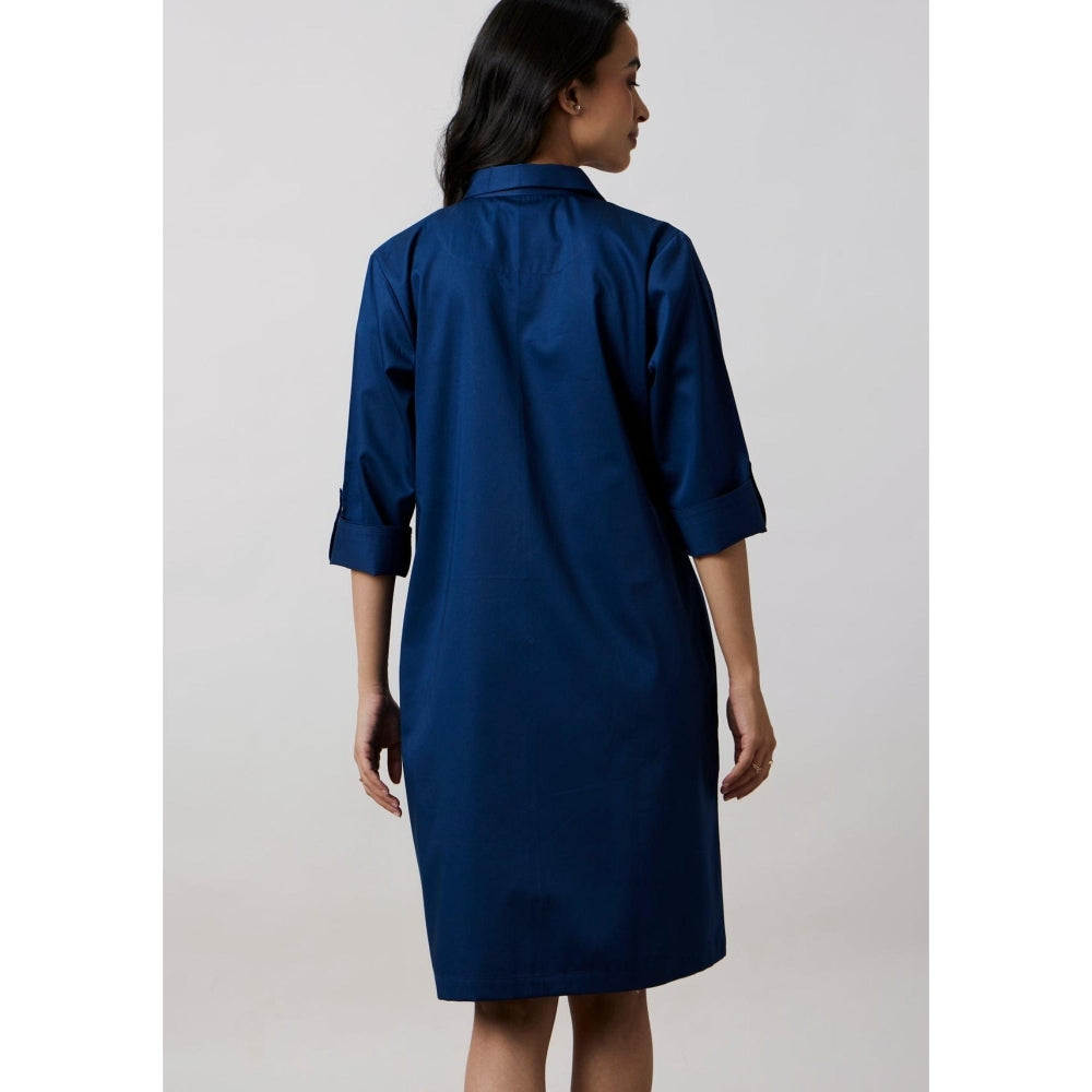 Pallavi Swadi Midnight Blue Pocket Swarovski Shirt Dress