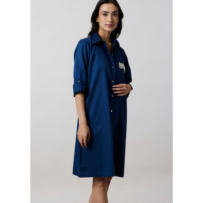 Pallavi Swadi Midnight Blue Pocket Swarovski Shirt Dress