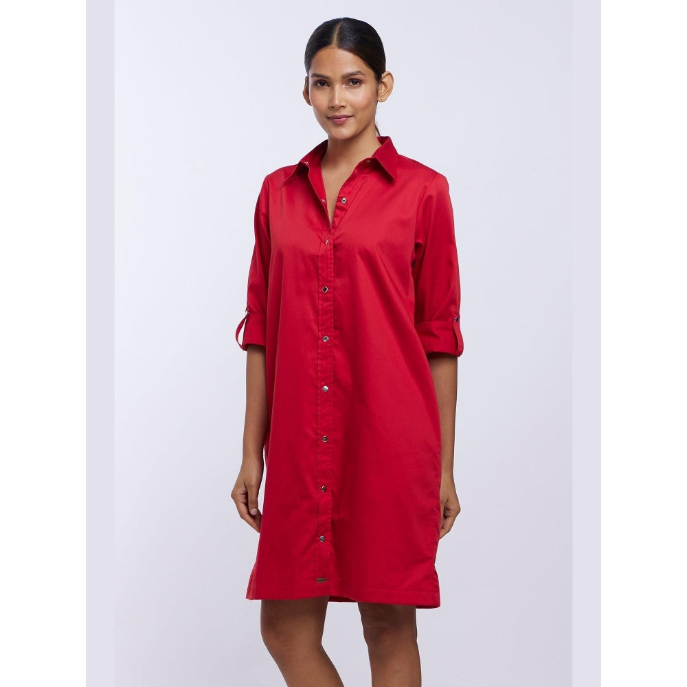 Pallavi Swadi Red Pima Cotton Shirt Dress