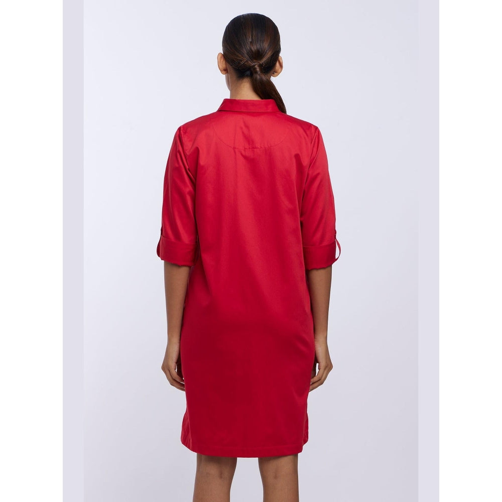 Pallavi Swadi Red Pima Cotton Shirt Dress