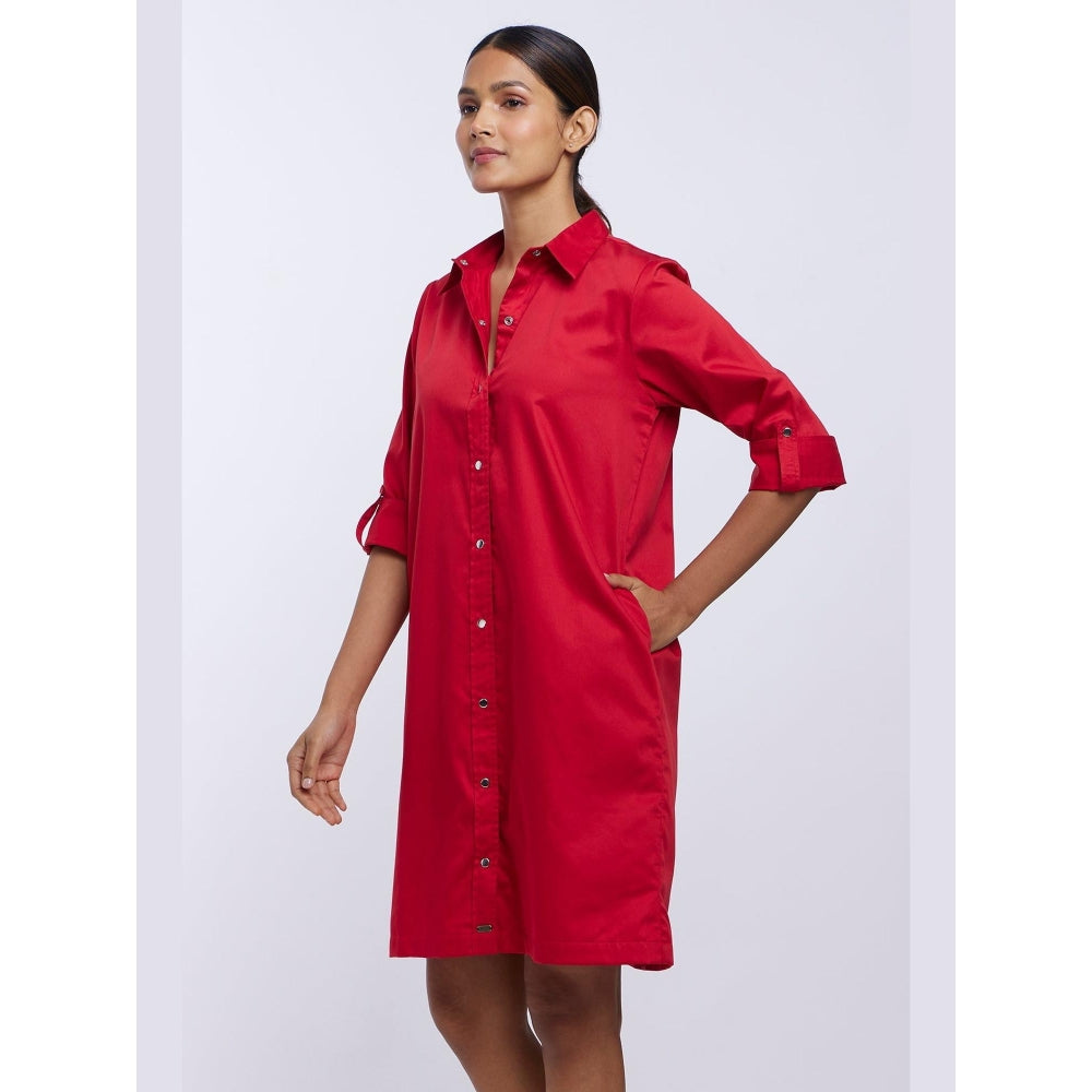 Pallavi Swadi Red Pima Cotton Shirt Dress