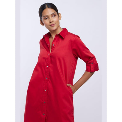 Pallavi Swadi Red Pima Cotton Shirt Dress